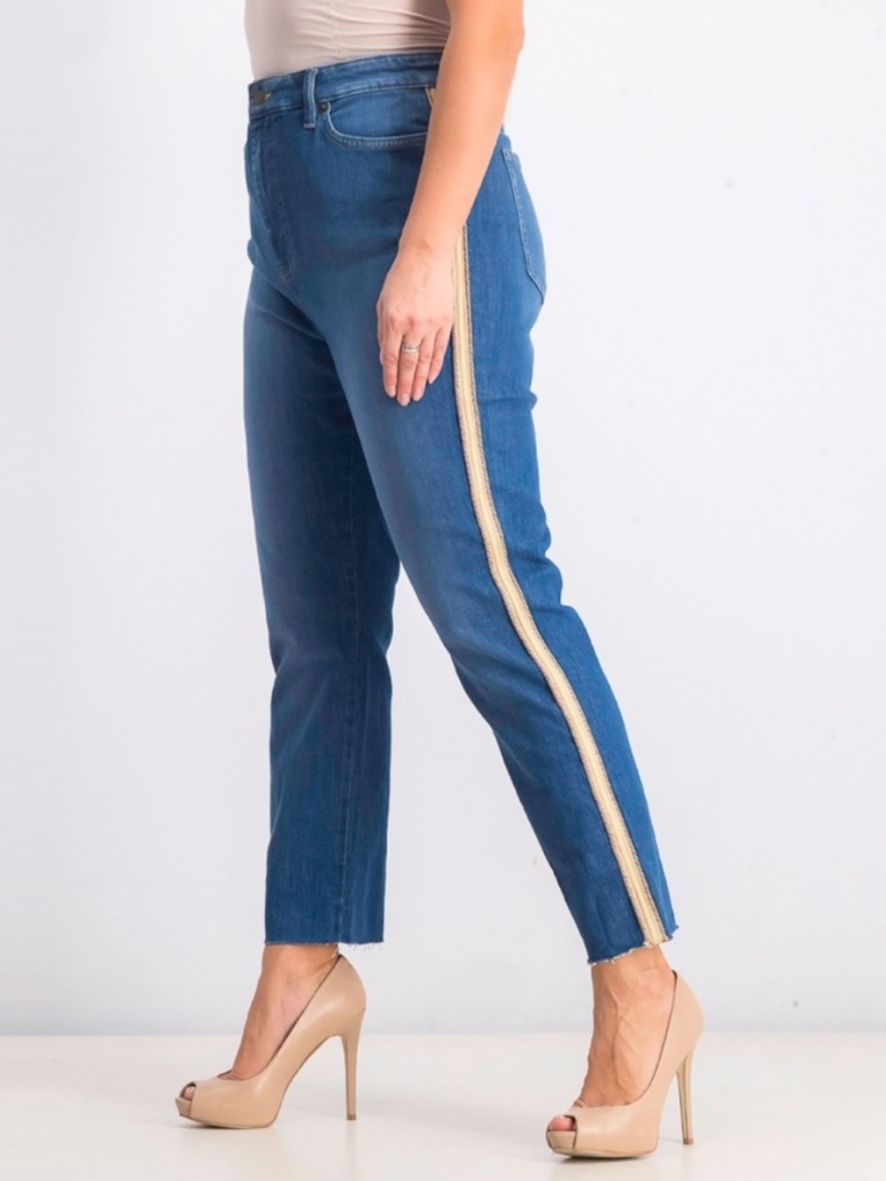 Lauren Ralph Lauren Regal Straight Jeans Women’s Size 2 Side Stripe Frayed Hems